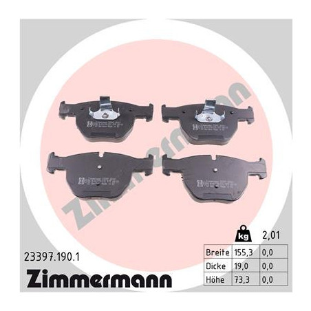 ZIMMERMANN 23397.190.1 Plaquettes de frein Avant pour