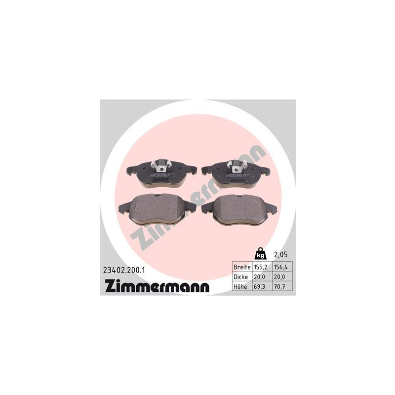 ZIMMERMANN 23402.200.1 Plaquettes de frein Avant pour