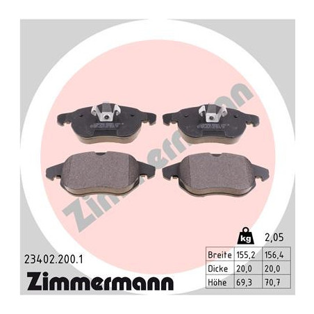 ZIMMERMANN 23402.200.1 Klocki hamulcowe Przód dla