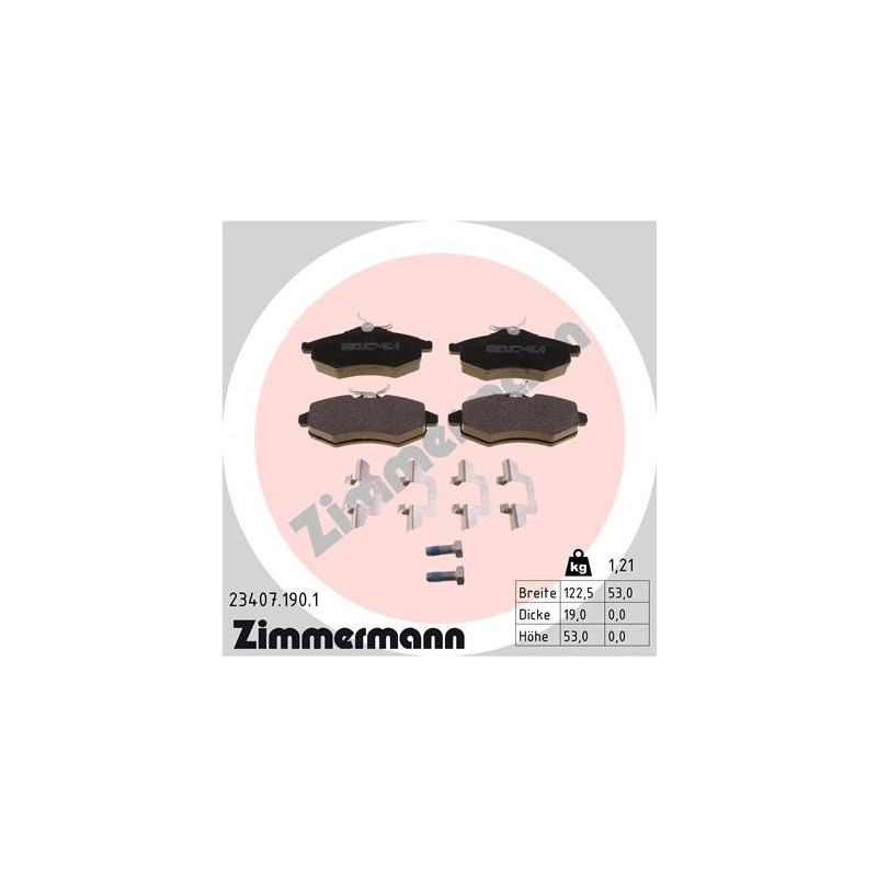 ZIMMERMANN 23407.190.1 Pastiglie freno Anteriore per