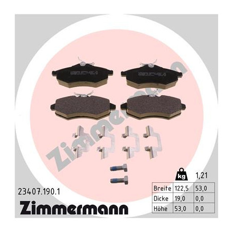 ZIMMERMANN 23407.190.1 Brzdové destičky Přední pro