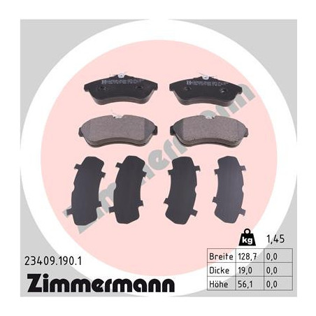 ZIMMERMANN 23409.190.1 Plaquettes de frein Avant pour