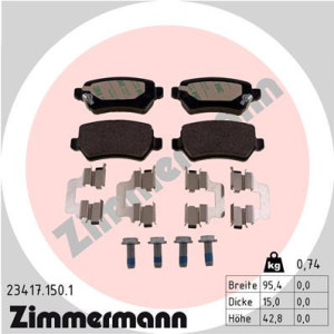 ZIMMERMANN 23417.150.1 Pastillas de freno Trasero para