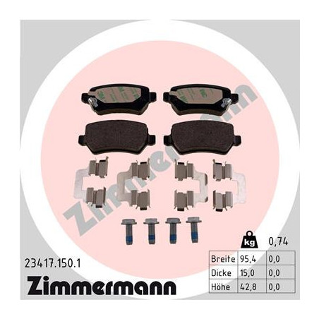 ZIMMERMANN 23417.150.1 Bremsbeläge Hinten für