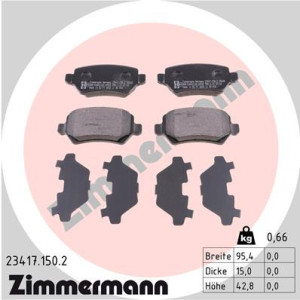 ZIMMERMANN 23417.150.2 Brake Pads Set Rear for
