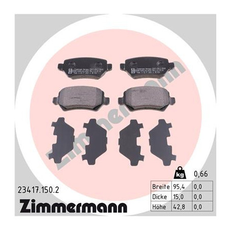ZIMMERMANN 23417.150.2 Bremsbeläge Hinten für