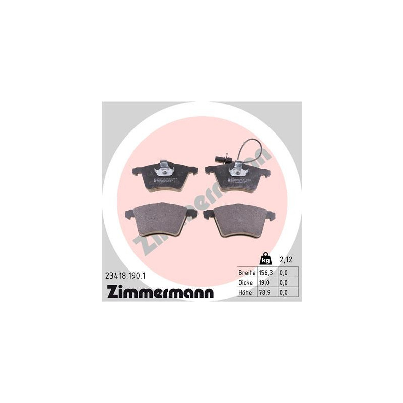 ZIMMERMANN 23418.190.1 Brzdové platničky Predné pre