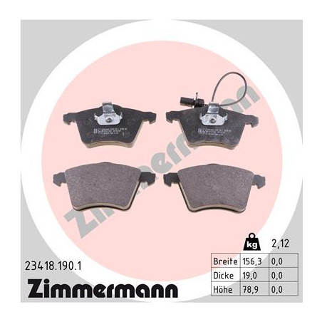 ZIMMERMANN 23418.190.1 Klocki hamulcowe Przód dla
