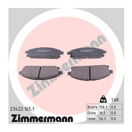ZIMMERMANN 23422.165.1 Brzdové platničky Predné pre