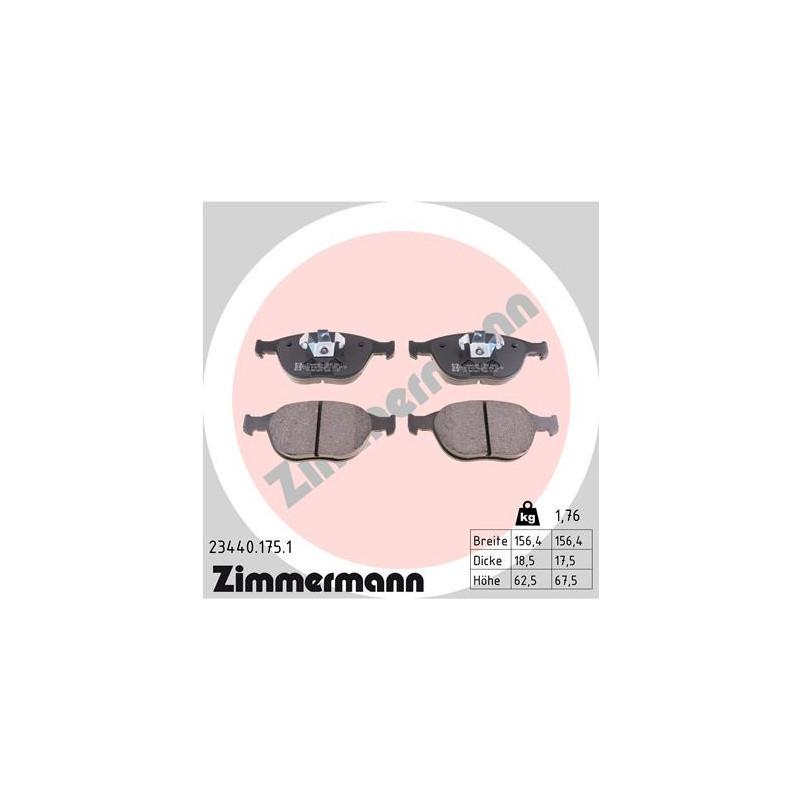 ZIMMERMANN 23440.175.1 Pastiglie freno Anteriore per