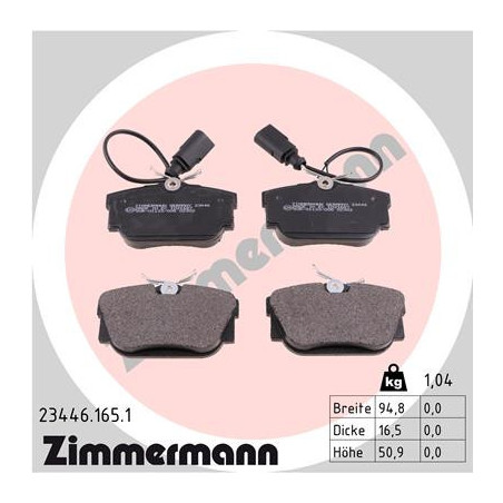 ZIMMERMANN 23446.165.1 Bremsbeläge Hinten für