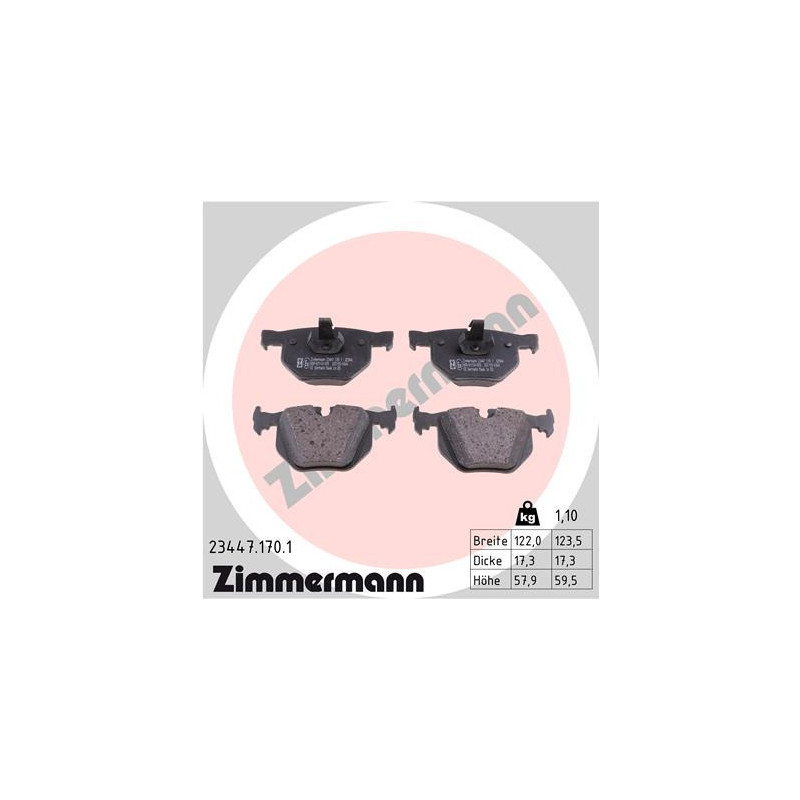 ZIMMERMANN 23447.170.1 Brake Pads Set Rear for