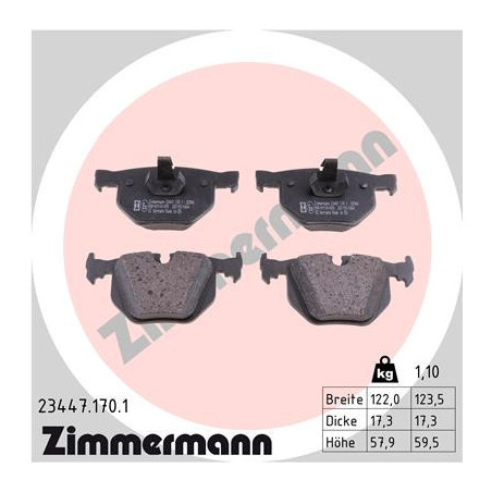ZIMMERMANN 23447.170.1 Bremsbeläge Hinten für