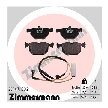 ZIMMERMANN 23447.170.2 Brzdové destičky Zadní pro