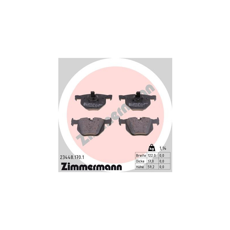 ZIMMERMANN 23448.170.1 Klocki hamulcowe Tył dla