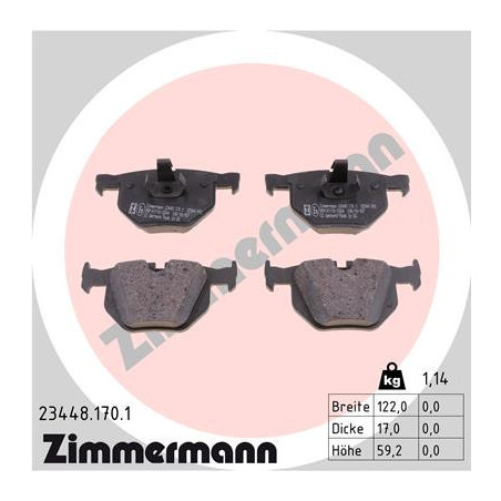 ZIMMERMANN 23448.170.1 Brzdové platničky Zadné pre