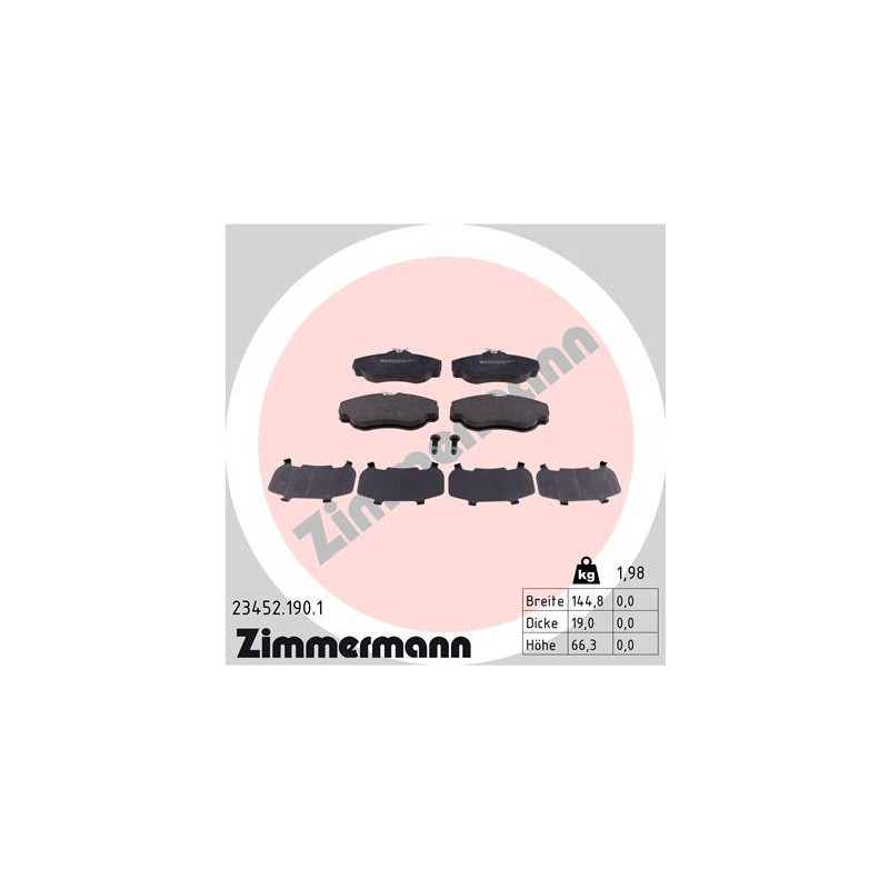 ZIMMERMANN 23452.190.1 Bremsbeläge Vorne für