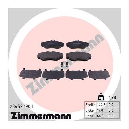 ZIMMERMANN 23452.190.1 Pastiglie freno Anteriore per