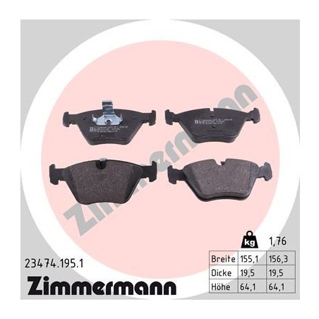 ZIMMERMANN 23474.195.1 Klocki hamulcowe Przód dla