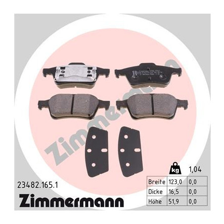 ZIMMERMANN 23482.165.1 Brzdové destičky Zadní pro