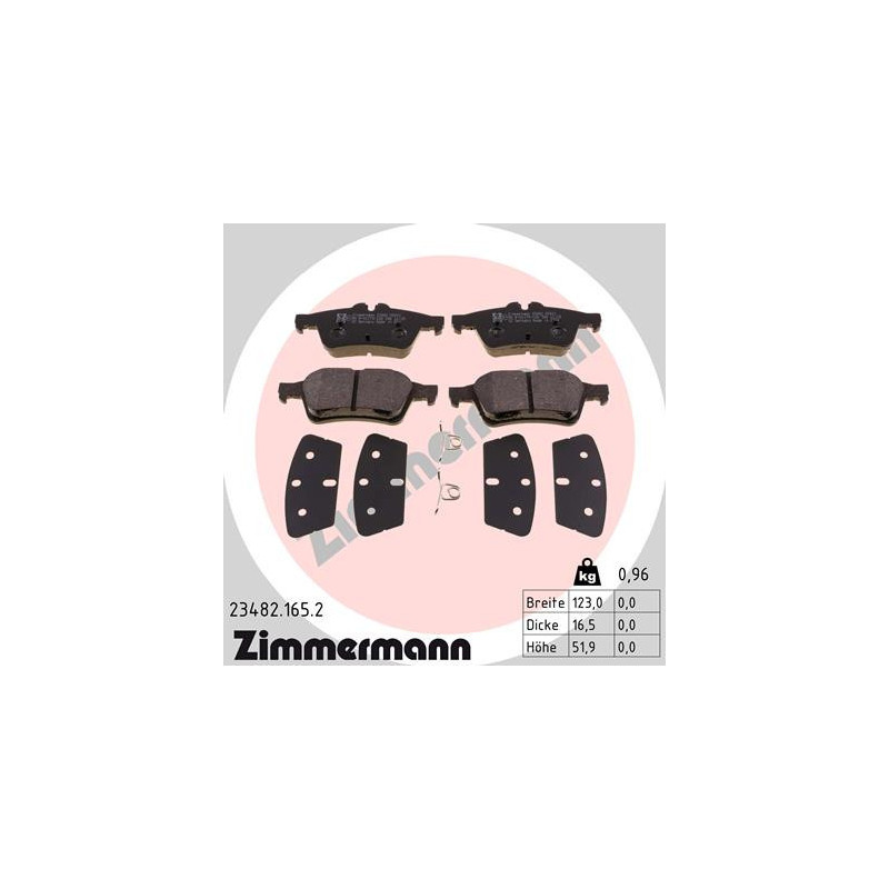 ZIMMERMANN 23482.165.2 Pastillas de freno Trasero para
