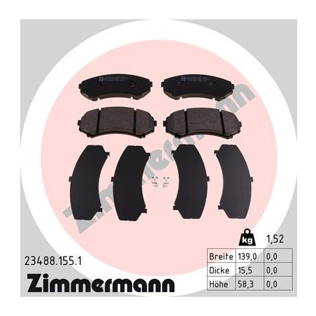 ZIMMERMANN 23488.155.1 Brzdové platničky Predné pre