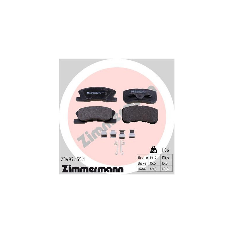ZIMMERMANN 23497.155.1 Bremsbeläge Vorne für