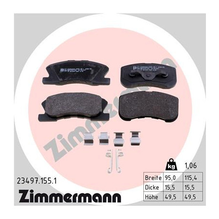 ZIMMERMANN 23497.155.1 Brzdové destičky Přední pro
