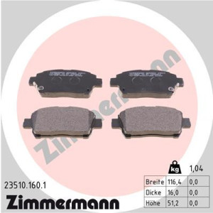 ZIMMERMANN 23510.160.1 Brzdové platničky Predné pre