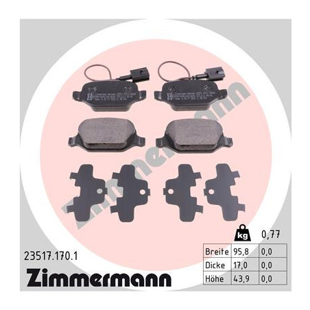 ZIMMERMANN 23517.170.1 Klocki hamulcowe Tył dla