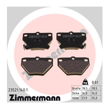 ZIMMERMANN 23521.140.1 Klocki hamulcowe Tył dla