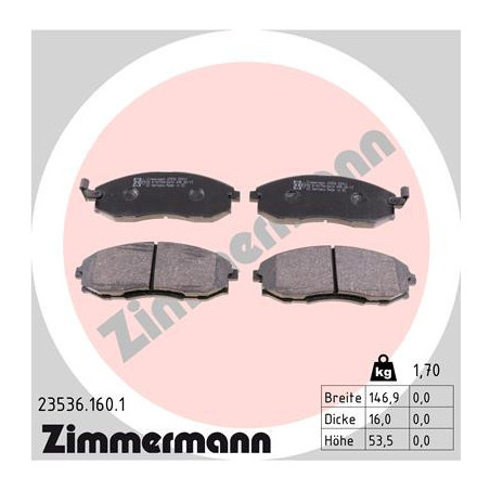 ZIMMERMANN 23536.160.1 Brzdové platničky Predné pre