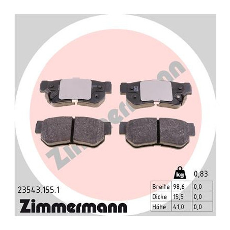 ZIMMERMANN 23543.155.1 Plaquettes de frein Arrière pour