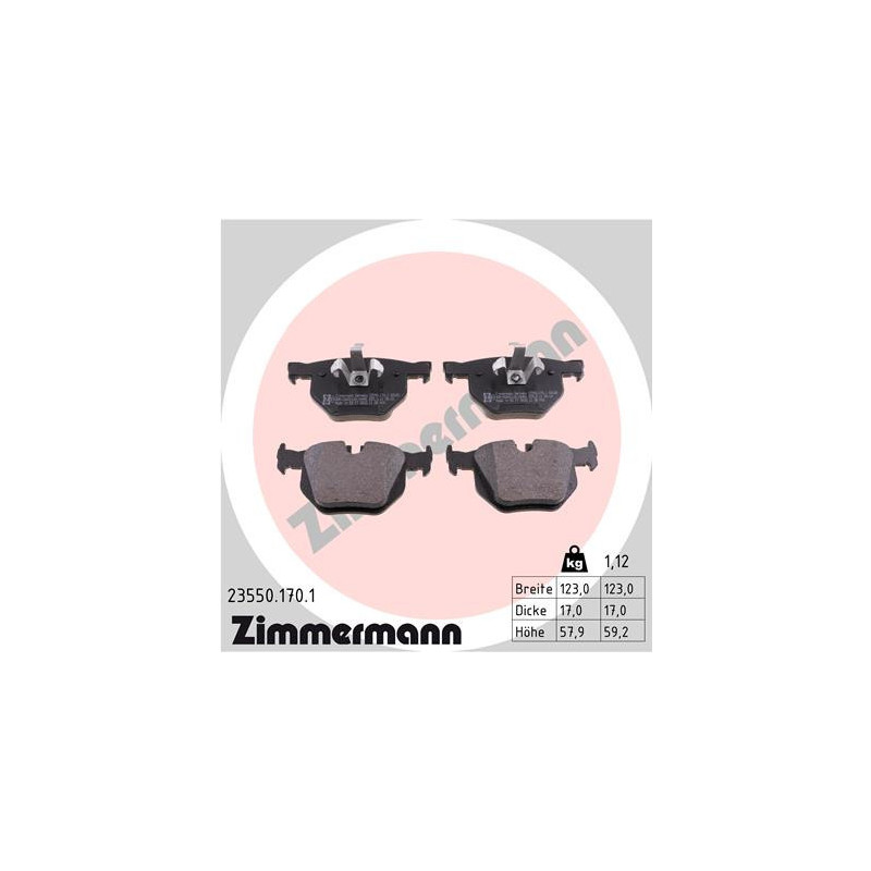 ZIMMERMANN 23550.170.1 Klocki hamulcowe Tył dla