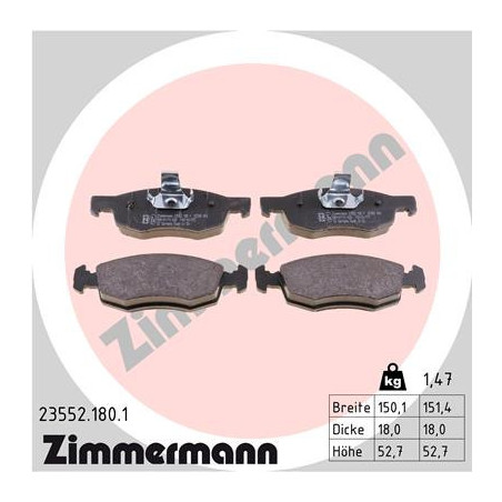 ZIMMERMANN 23552.180.1 Brzdové destičky Přední pro
