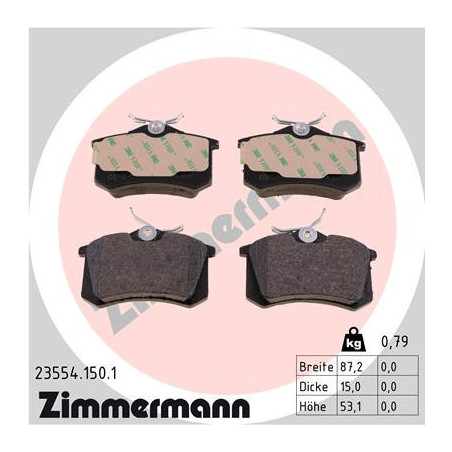 ZIMMERMANN 23554.150.1 Brake Pads Set Rear for