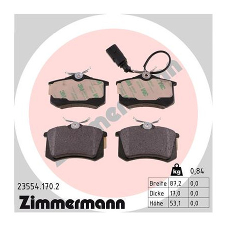 ZIMMERMANN 23554.170.2 Brake Pads Set Rear for