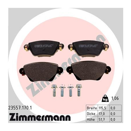 ZIMMERMANN 23557.170.1 Brake Pads Set Rear for