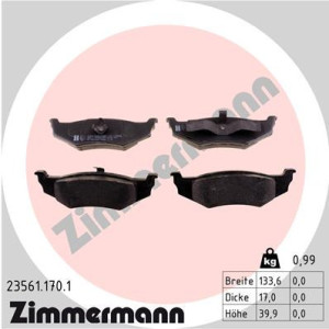 ZIMMERMANN 23561.170.1 Brzdové platničky Zadné pre