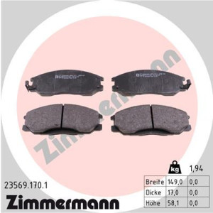 ZIMMERMANN 23569.170.1 Pastillas de freno Delantero para