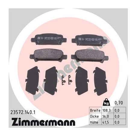 ZIMMERMANN 23572.140.1 Plaquettes de frein