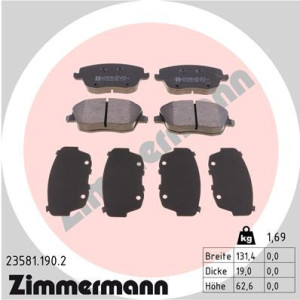 ZIMMERMANN 23581.190.2 Brzdové platničky Predné pre