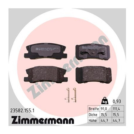 ZIMMERMANN 23582.155.1 Plaquettes de frein Arrière pour