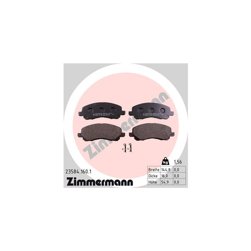 ZIMMERMANN 23584.160.1 Pastiglie freno Anteriore per