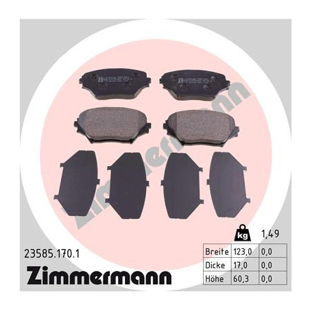 ZIMMERMANN 23585.170.1 Brzdové destičky Přední pro