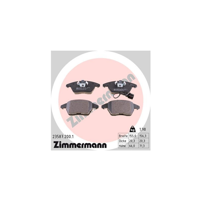 ZIMMERMANN 23587.200.1 Brake Pads Set Front for