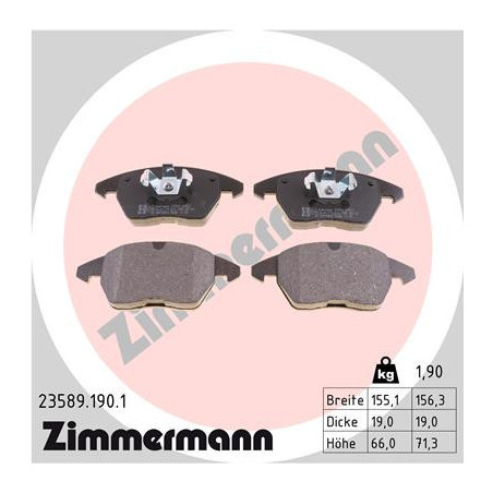 ZIMMERMANN 23589.190.1 Pastiglie freno Anteriore per