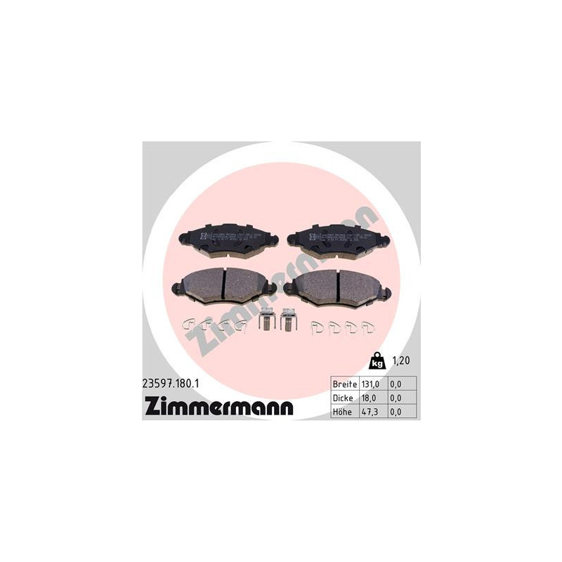 ZIMMERMANN 23597.180.1 Bremsbeläge Vorne für