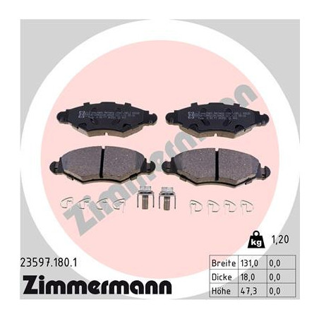 ZIMMERMANN 23597.180.1 Plaquettes de frein Avant pour