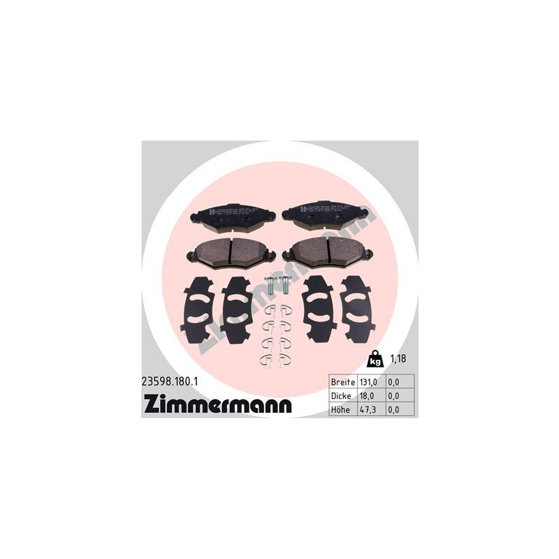 ZIMMERMANN 23598.180.1 Plaquettes de frein Avant pour
